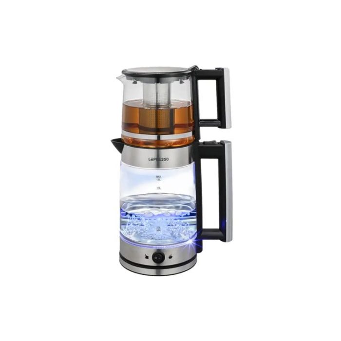 کتری برقی چای‌ساز ترک لپرسو مدل Glass Kettle با بدنه شیشه‌ای