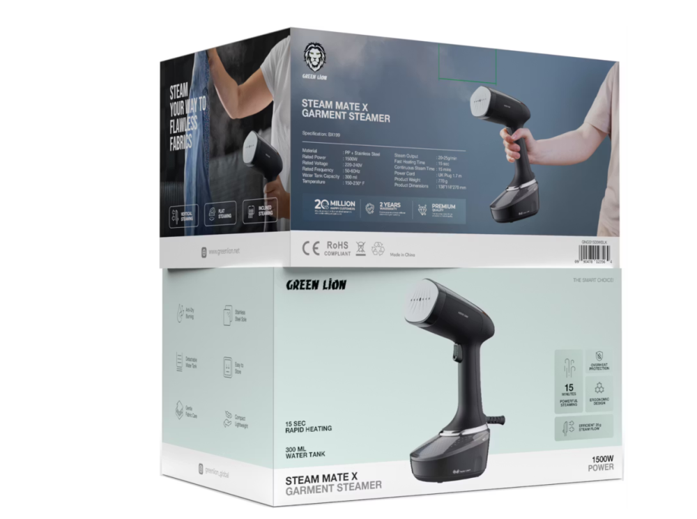 اتو بخار دستی گرین لاین مدل Green Lion Steam Mate X Garment Steamer GNGS1500WBLK - Image 2