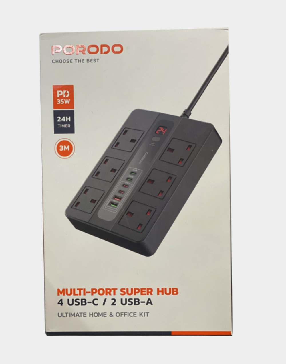 چند راهی تایمر دار پورودو Porodo Multiport hub PD-FECH009-BK