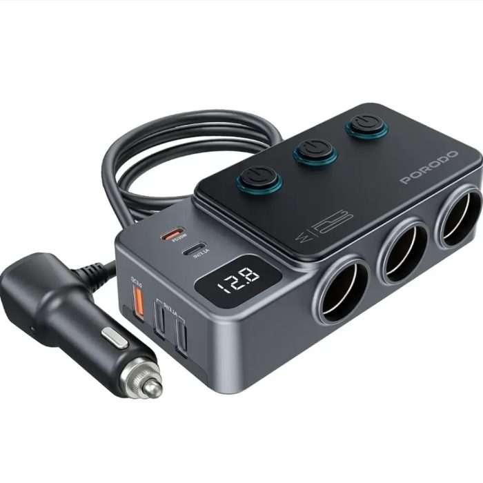 شارژر فندکی خودرو 120 وات پرودو مدل Porodo 120W Car Charger Lighter Socket PDFWCH070