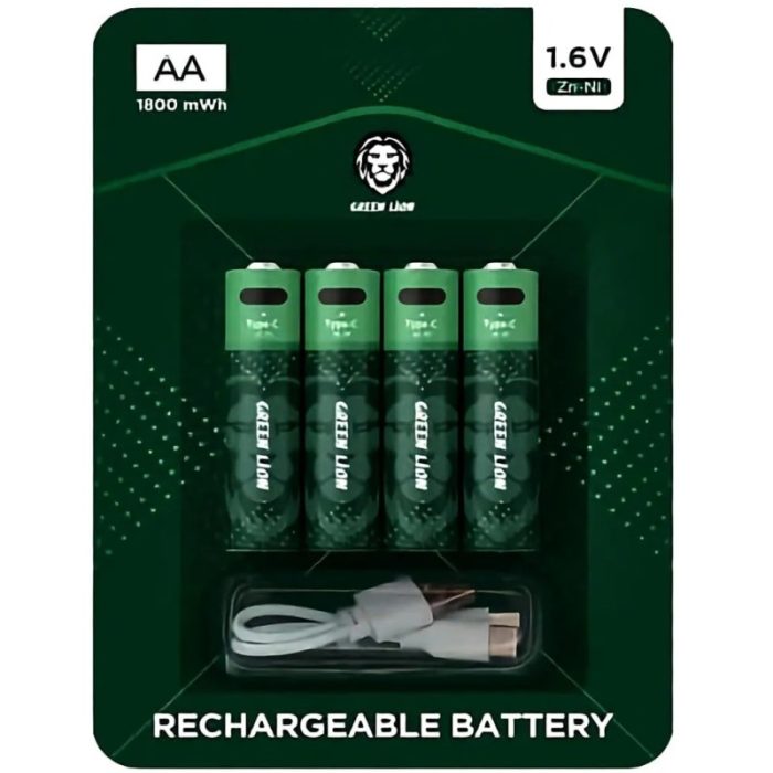 باتری قلمی قابل شارژ گرین لاین مدل Green Lion Rechargeable Battery AA 1800 mWh
