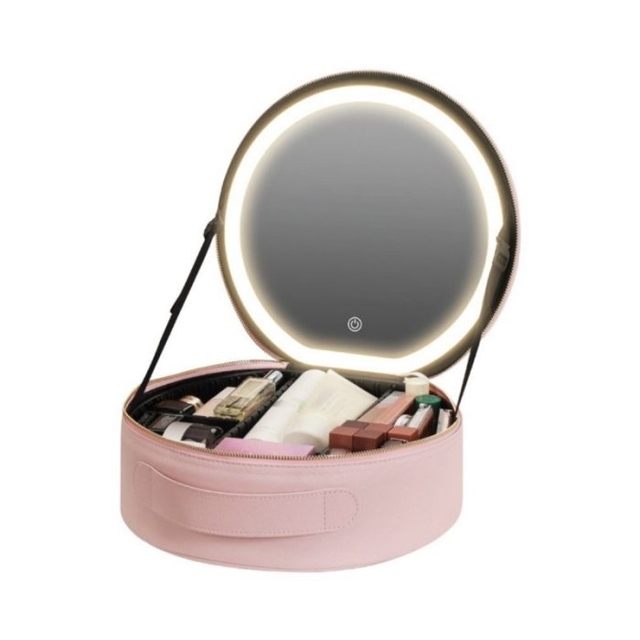 کیف میکاپ اینه دار گرین لاین صورتی Green Lion Makeup Organizer Pro